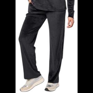 Comfort Code Women's Silky Velvet Satin Sleep Pants Black - Regular